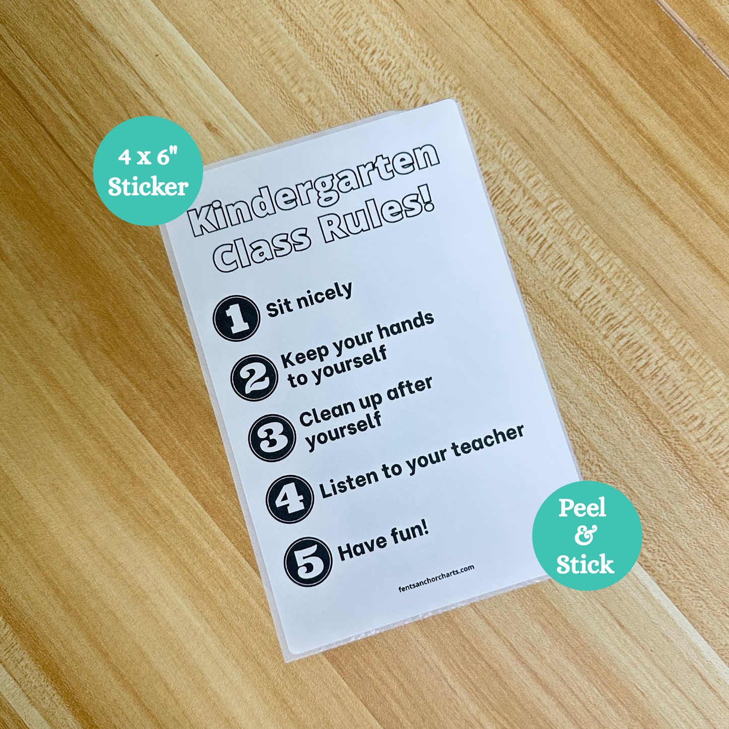 "Kindergarten Classroom Rules" Anchor Chart Sticker