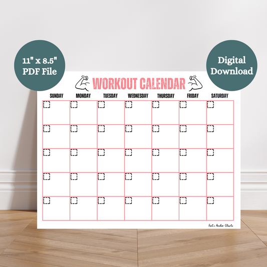 Printable: 2025 Workout Calendar (Version 2)