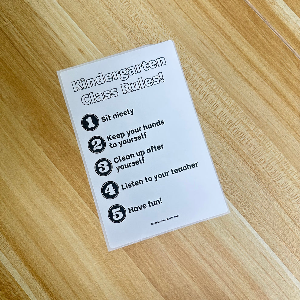 Kindergarten Classroom Rules | Thermal Printer Anchor Chart Sticker ...