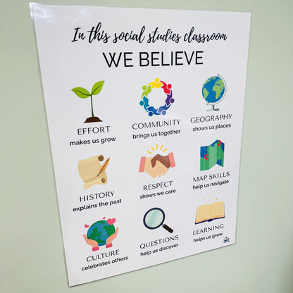 "In This Social Studies Classroom We Believe" Anchor Chart