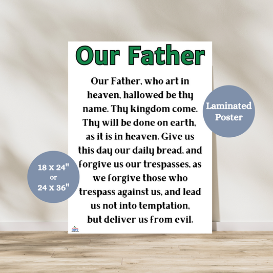 This our father prayer poster is a great poster for catholic classroms, faith formation programs and churches. This prayer poster allows children to learn and reference the our father prayer throughout the school year. 