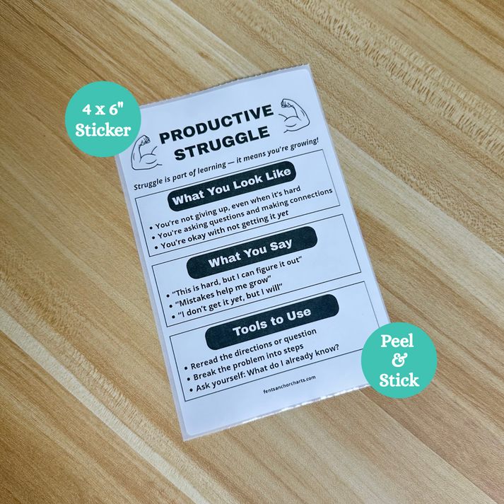 Productive Struggle Anchor Chart | Thermal Printer Anchor Chart Sticker ...